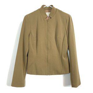 Cache Womens Blazer Jacket Size 6 Beige Zip Up Long Sleeves Lined EUC
